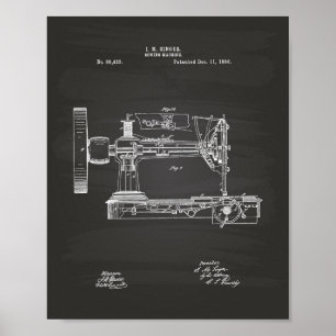 Póster Quadro da arte da patente da máquina de costura