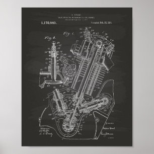 Póster Quadro da arte da patente da válvula de motor 191