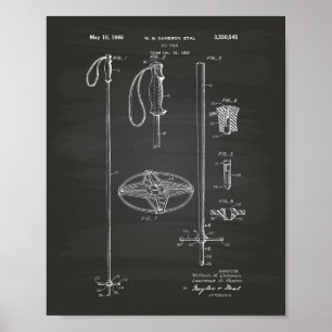 Póster Quadro da arte da patente de pólo de esqui 1966