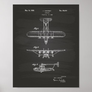 Póster Quadro da arte da patente do avião 1935