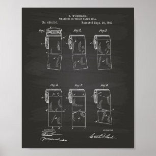 Póster Quadro da arte da patente do rolo 1891 do papel