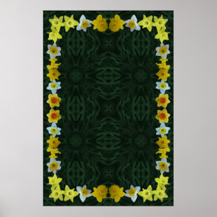 Póster Quadro Daffodil sobre o fundo da Folha Verde