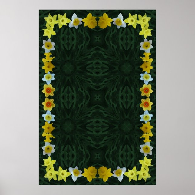 Póster Quadro Daffodil sobre o fundo da Folha Verde (Frente)