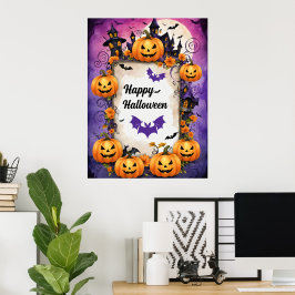 Poster Quadro de Abóbora de Halloween