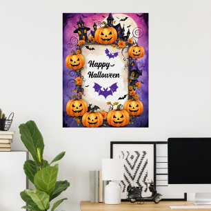 Poster Quadro de Abóbora de Halloween