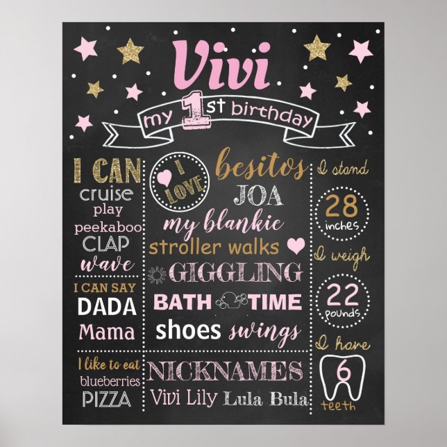 Poster Quadro de Aniversário do Twinkle Twinkle Little St (Frente)