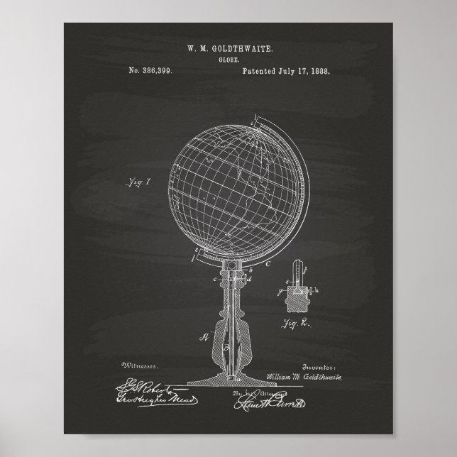 Poster Quadro de Arte Patente do Globe 1888 (Frente)