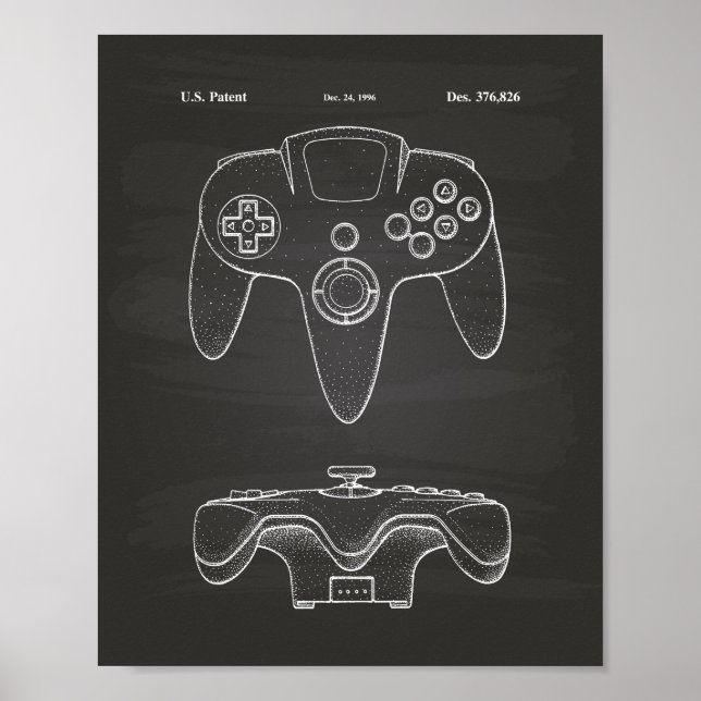 Poster Quadro de arte patenteado do Controller Game 1996 (Frente)