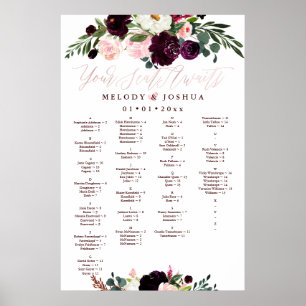 Poster QUADRO DE ASSENTAMENTO DE FLORES DE Aquarela, ALFA