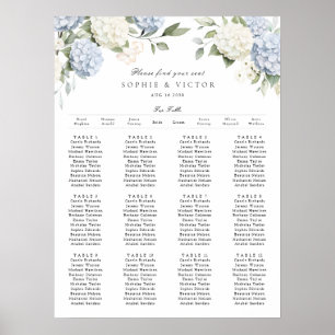 Poster Quadro de Assentos de Casamento de Mesa de Hortêns
