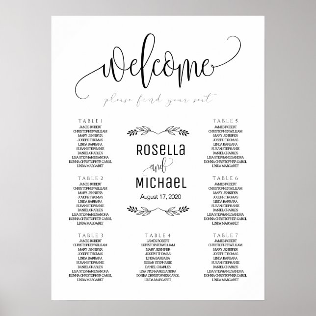 Poster Quadro De Assentos De Casamento - Por Favor Encont (Frente)