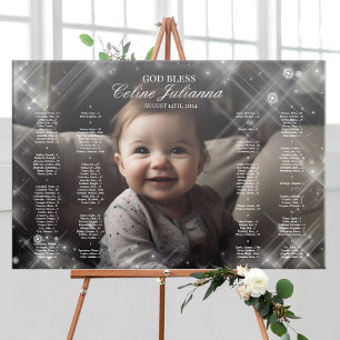 Poster Quadro de assentos de fotos batismo plano elegante