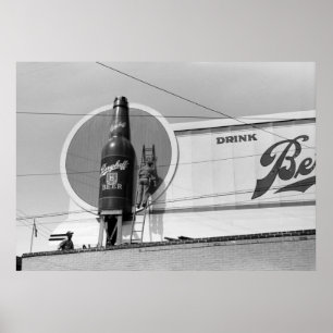 Poster Quadro de avisos de propaganda da cerveja, 1940