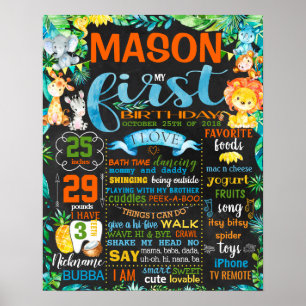 Poster Quadro de Birthdya dos animais selvagens do jardim