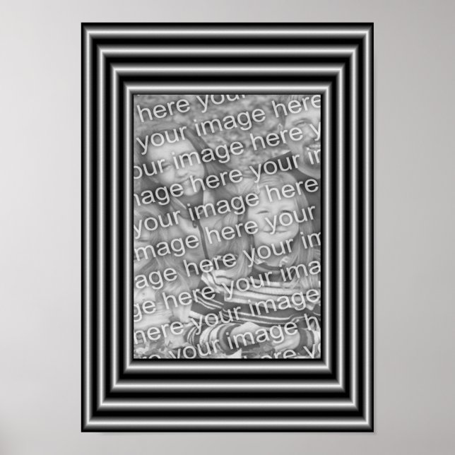 Poster Quadro De Borda Preta E Prateada Adicionar Sua Fot (Frente)