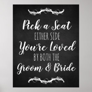 Poster Quadro de casamentos Escolha um assento de cada la