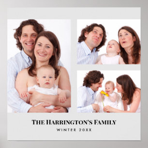 Poster Quadro de Cinzas de Colagem de Fotos da Família de