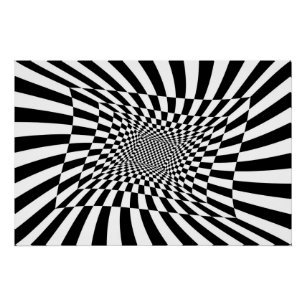 Póster Quadro de controlo psicodélico preto e branco