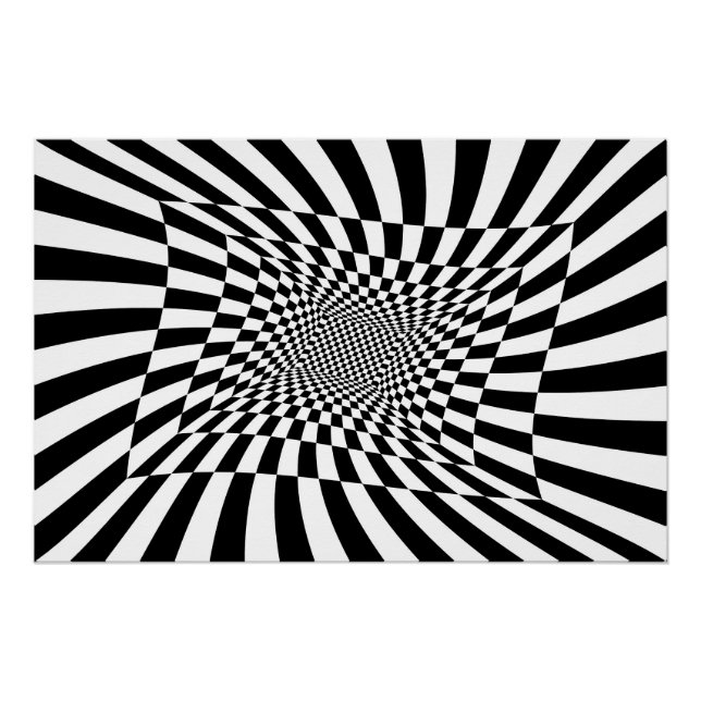 Póster Quadro de controlo psicodélico preto e branco (Frente)