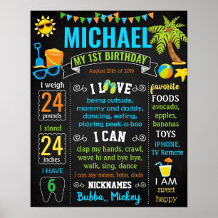 Poster Quadro de Festa de aniversário de Piscina de Beach