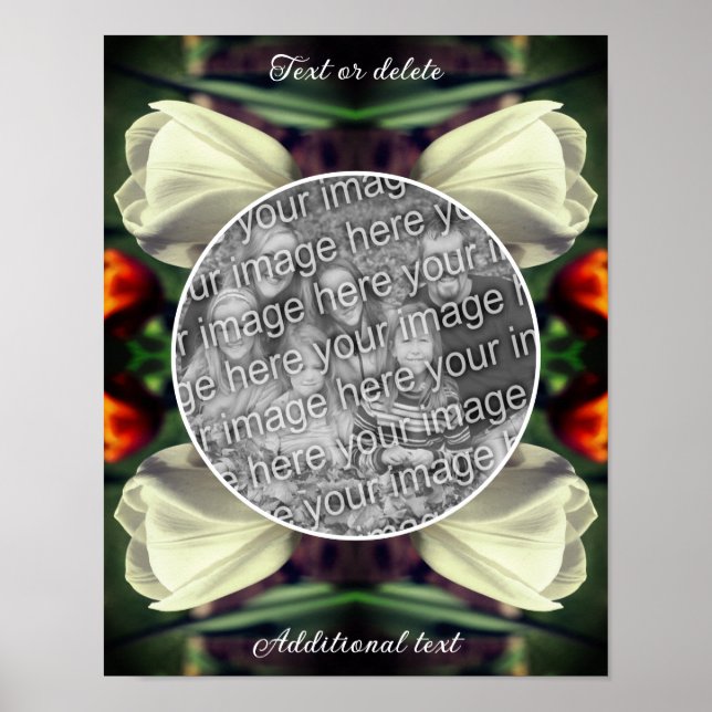 Poster Quadro de Flor de Tulipas Brancas Crie sua própria (Frente)