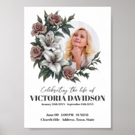 Poster Quadro de Flores para Anúncio de Funeral para Down