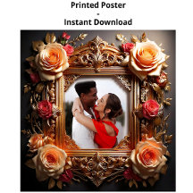 Quadro de Fotografias Chic Vintage com Rosas e Orn