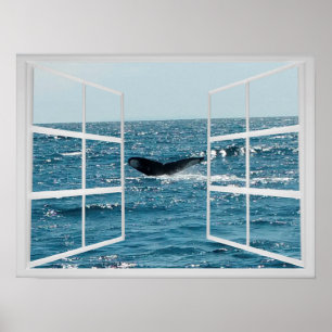 Poster Quadro de janela com cauda da baleia