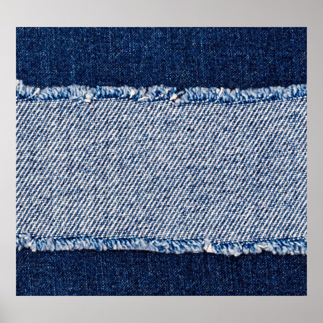 Poster Quadro de jeans azuis com borda denim. (Frente)