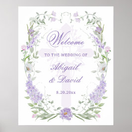Poster Quadro de Lilás Floral Religioso Boas-Vindas Casam