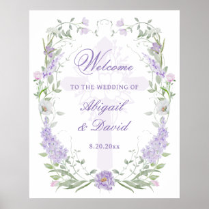 Poster Quadro de Lilás Floral Religioso Boas-Vindas Casam