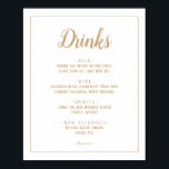 Poster Quadro de Menu Simples Minimalista|Dourado Drinks<br><div class="desc">Este simples símbolo de cartografia de menus minimalista|dourado é perfeito para um casamento elegante. O clássico design apresenta um quadro de fronteira básico e um clássico dourado e tipografia branca com um aspecto mínimo moderno. QSD117</div>