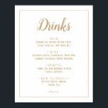 Poster Quadro de Menu Simples Minimalista|Dourado Drinks<br><div class="desc">Este simples símbolo de cartografia de menus minimalista|dourado é perfeito para um casamento elegante. O clássico design apresenta um quadro de fronteira básico e um clássico dourado e tipografia branca com um aspecto mínimo moderno. QSD117</div>