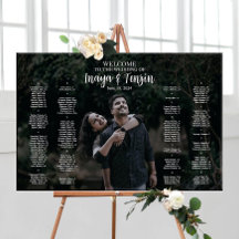 Quadro de plano de assentos de casamento com foto