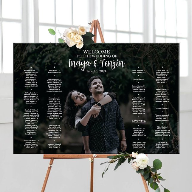 Poster Quadro de plano de assentos de casamento com foto (Criador carregado)