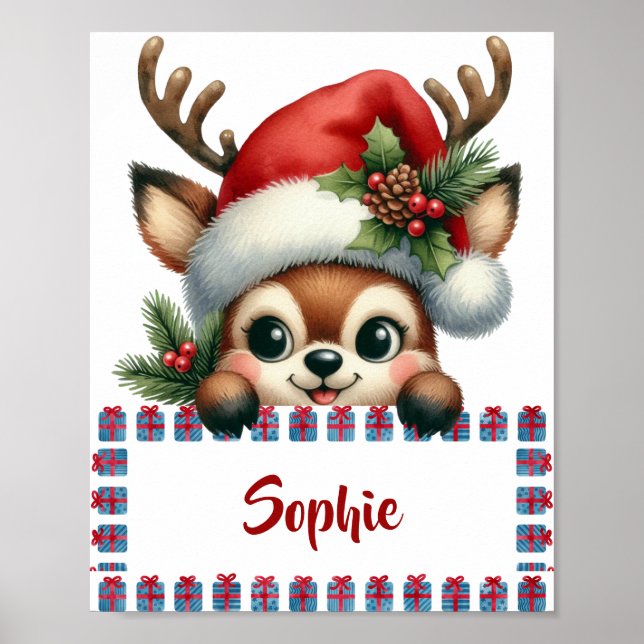 Poster Quadro de Presente de Design de Rena de Natal Pers (Frente)
