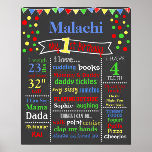 Póster Quadro de referência de aniversário da Bolinhas