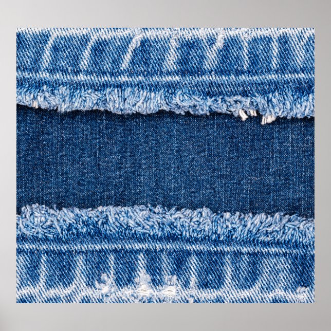 Poster Quadro de Tecido Denim Com Dois Tons Branqueados (Frente)