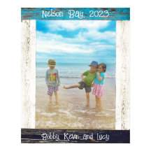 Quadro de Texto de Madeira de Praia Branco Azul Rú