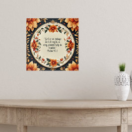 Poster Quadro de Versículos da Bíblia com Flores de Outon