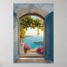 quadro de vista de janela mediterrânea - limão cos