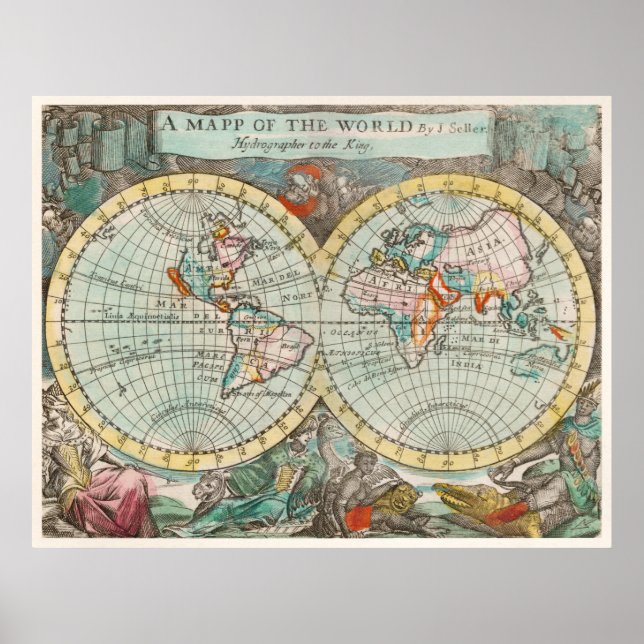 Poster Quadro decorativo Mapa do Mundo (Frente)