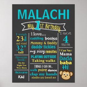 Póster Quadro do aniversário - macaco, macaco pequeno
