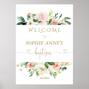 Poster Quadro Dourado Floral Branco Blush - Sinal de Bati