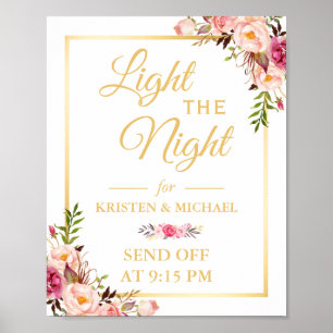 Poster Quadro Dourado Floral Luz o Sinal de Casamento Not