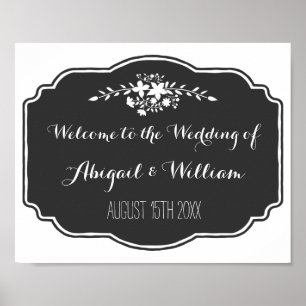 Póster Quadro floral Wedding do sinal feito sob encomenda