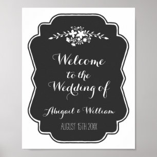 Póster Quadro floral Wedding do sinal feito sob encomenda