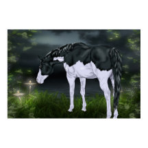 Quadro preto e branco sobre o cavalo de pintura