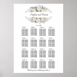 Poster Quadro Sentado das Flores Brancas Brancas Whimsica