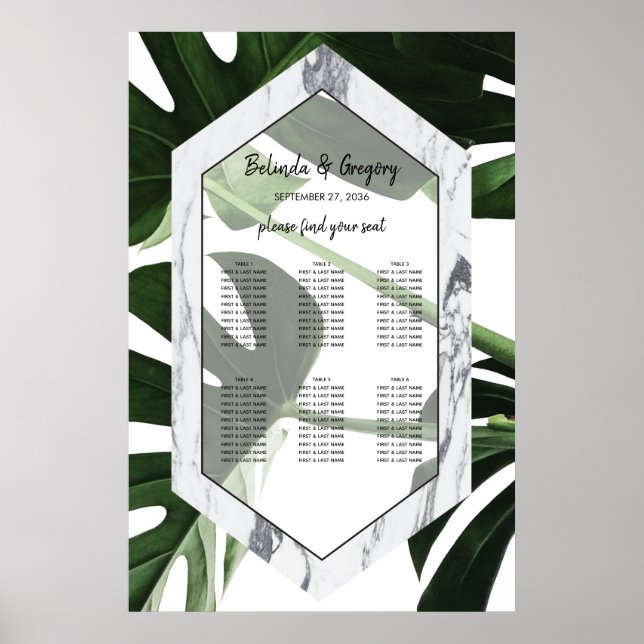 Poster Quadro Tropical Monstera Marble Casation (Frente)